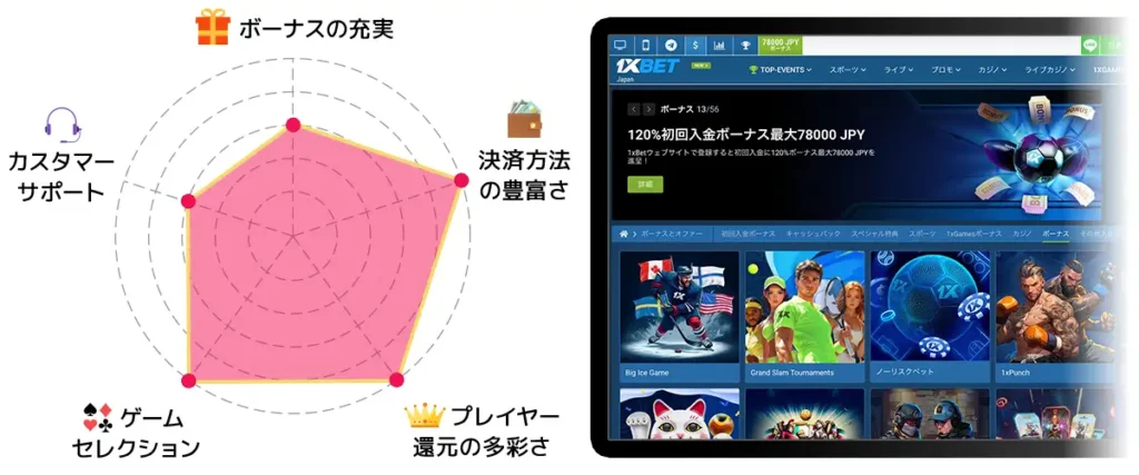 1Xbet レーダーチャート
