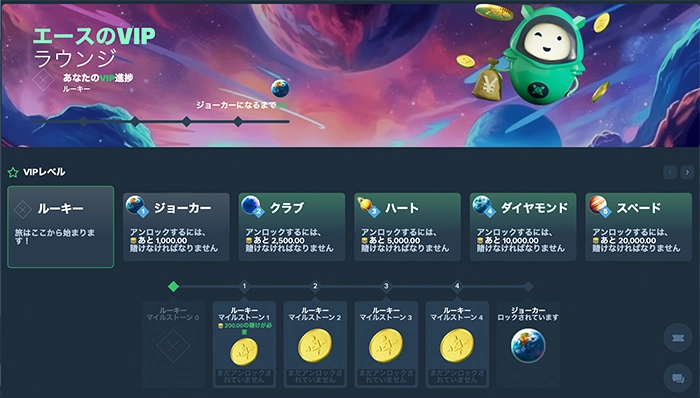 Duelbitsのエースラウンジ画面