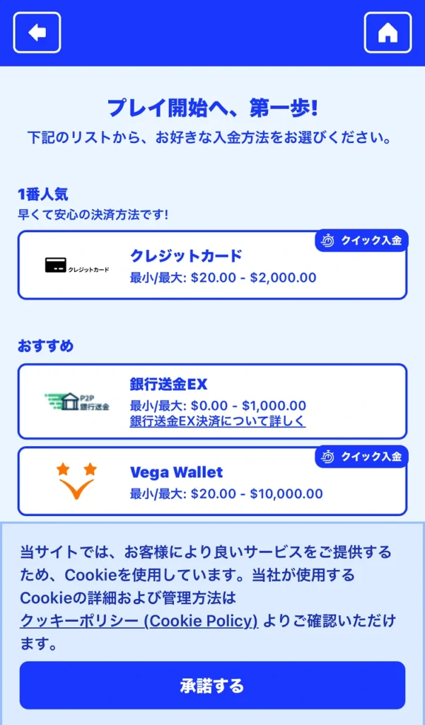 カジノシークレット 入金方法