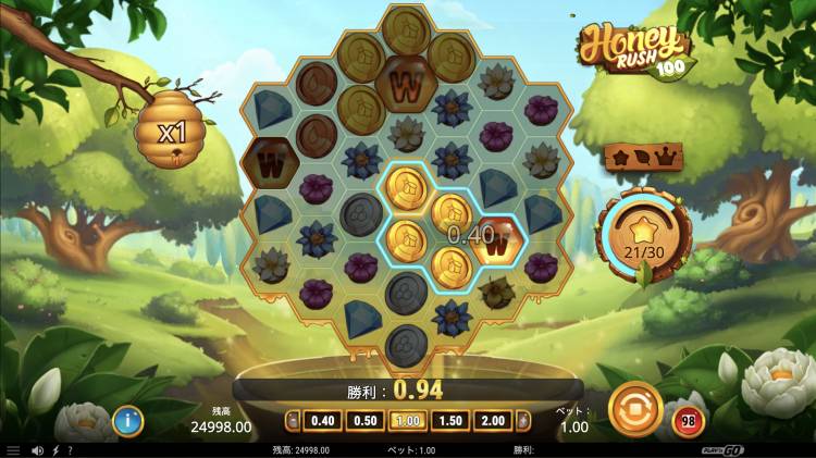 Honey Rush 100 ハニーラッシュ100 プレインゴー Play'n GO オンラインスロット ワイルド