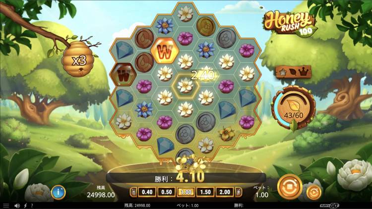 Honey Rush 100 ハニーラッシュ100 プレインゴー Play'n GO オンラインスロット 勝利