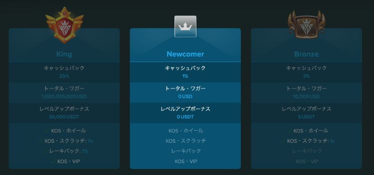 キングスオブスポーツ ロイヤリティプログラムレベル