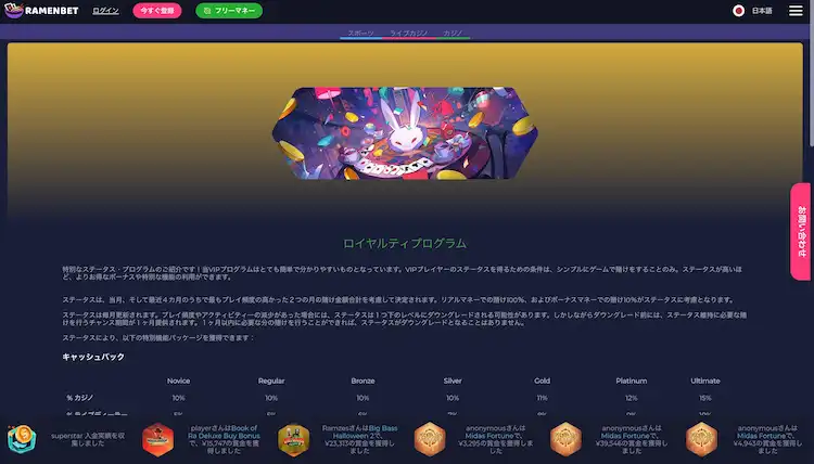ラーメンベット ロイヤリティプログラム