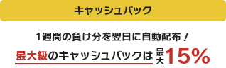 キャッシュバック 1週間の負け分を翌日に自動配布!最大級のキャッシュバックは最大15%